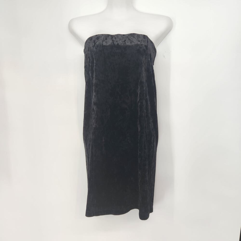 BCBGenerations Black Velvet Strapless Straight Mini Cocktail Laced Dress Women L